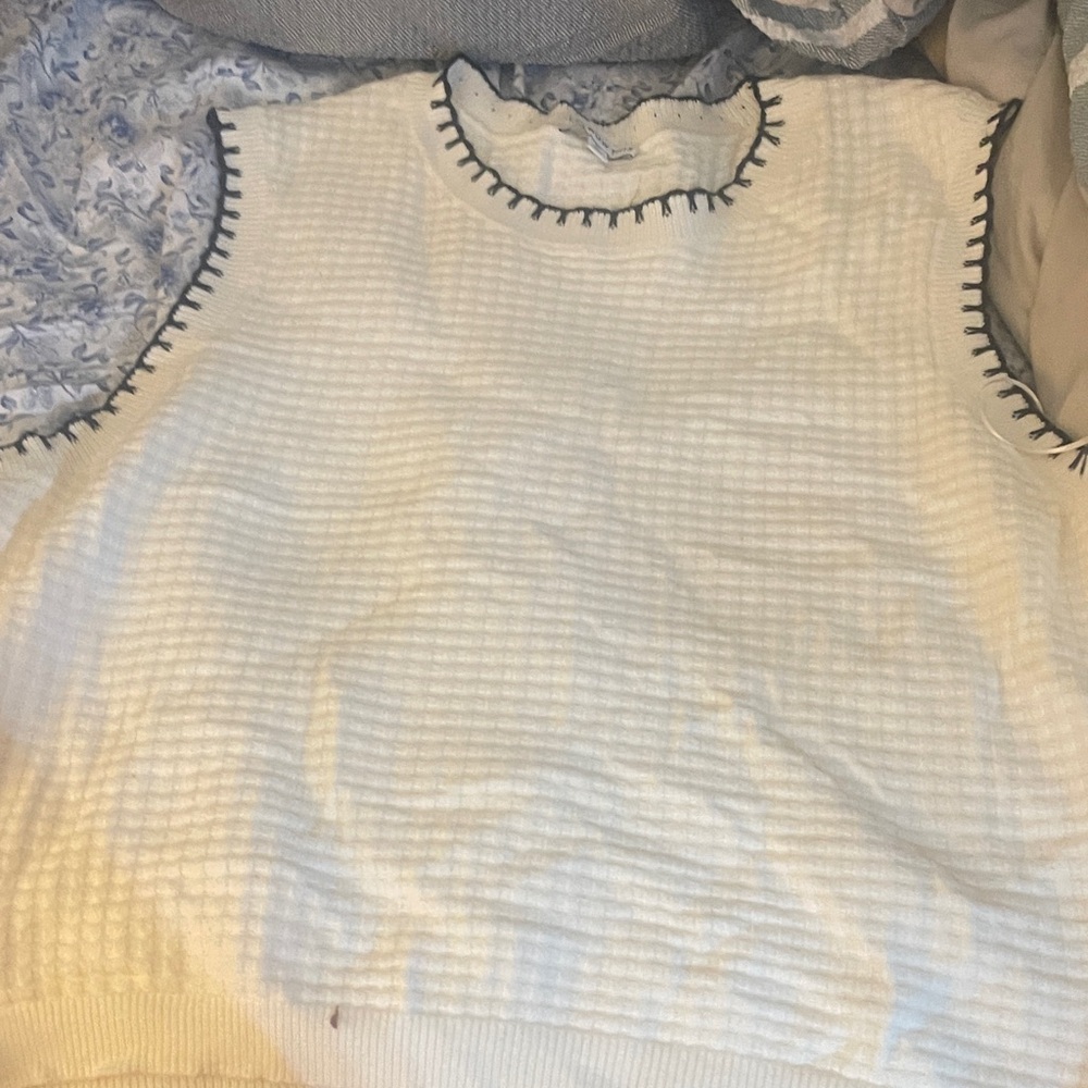 Women's Cream Sweater with Black Trim